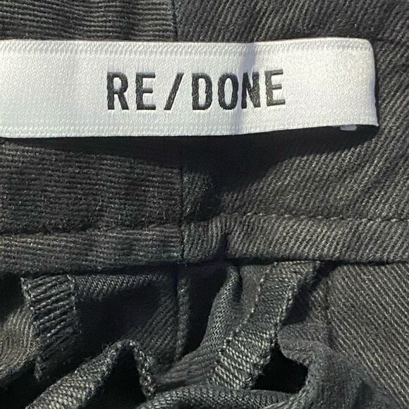 RE/DONE 90s Trouser Shorts Washed Slouchy Boyfriend Fit Button Fly Black Size 26 - Picture 5 of 5